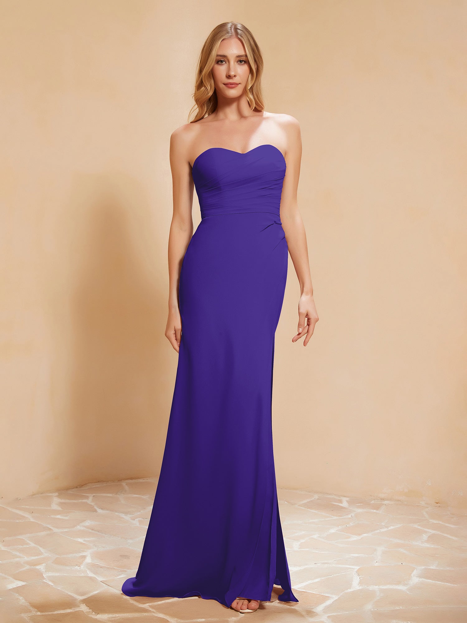 Sweetheart Sheath Chiffon Dress With Slit Regency